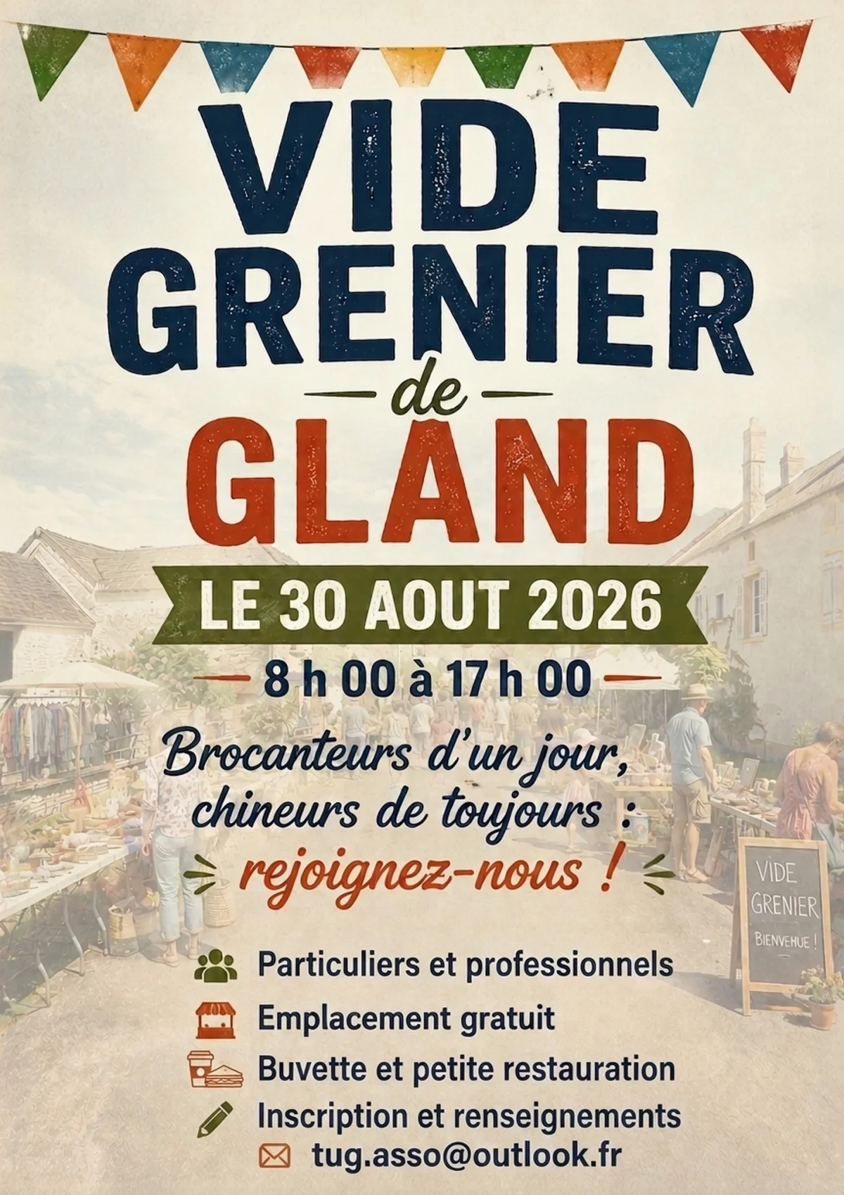 Vide grenier de gland – Gland (grande rue) (affiche de l’événement)