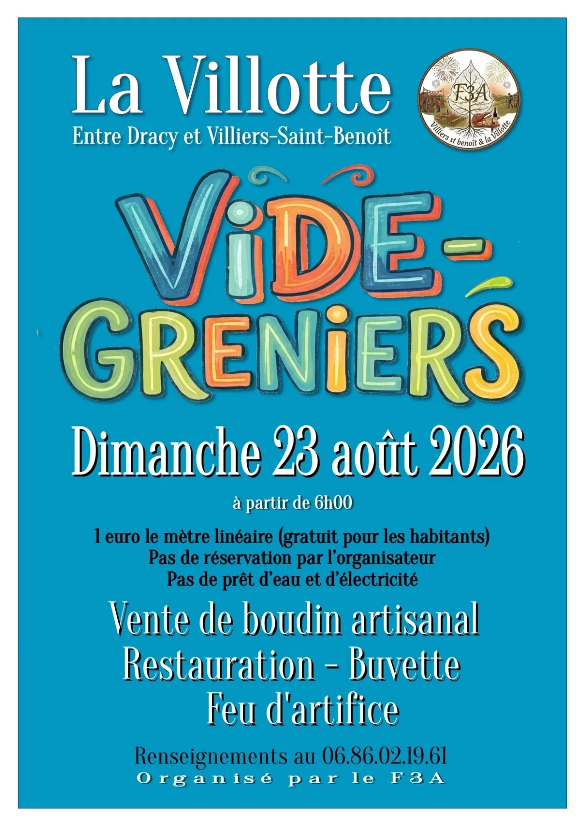 Vide grenier de La Villotte – La Villotte / Villiers-Saint-Benoît (Centre bourg) (affiche de l’événement)