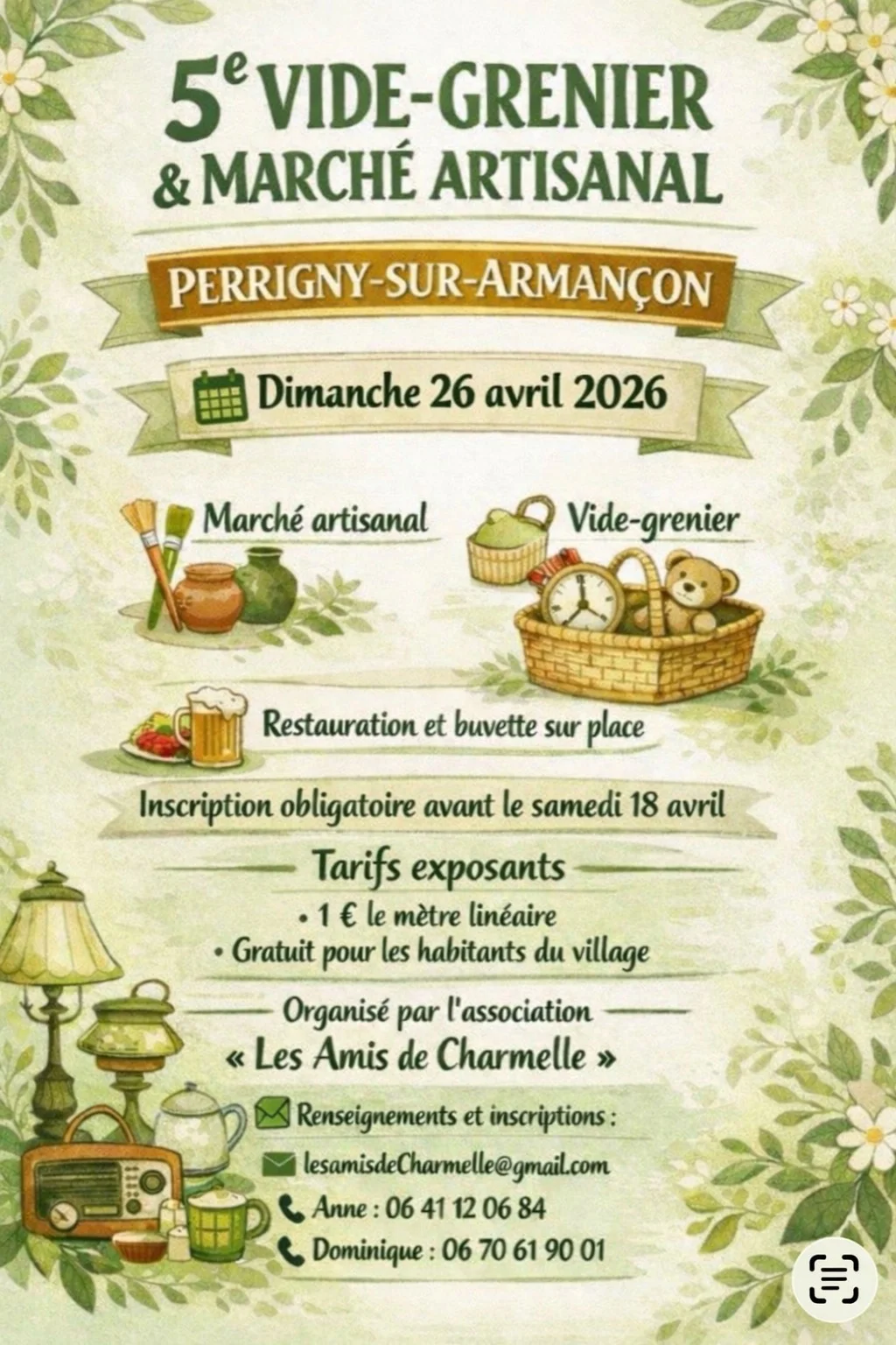 Vide grenier / marché artisanal – Perrigny sur Armançon (Village) (affiche de l’événement)