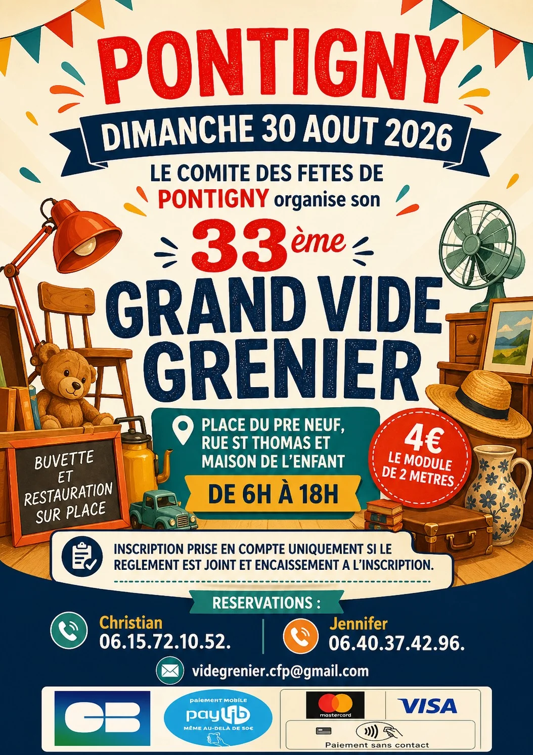 Vide grenier – Pontigny (pré neuf, rue st thomas et maison de l'enfant) (affiche de l’événement)