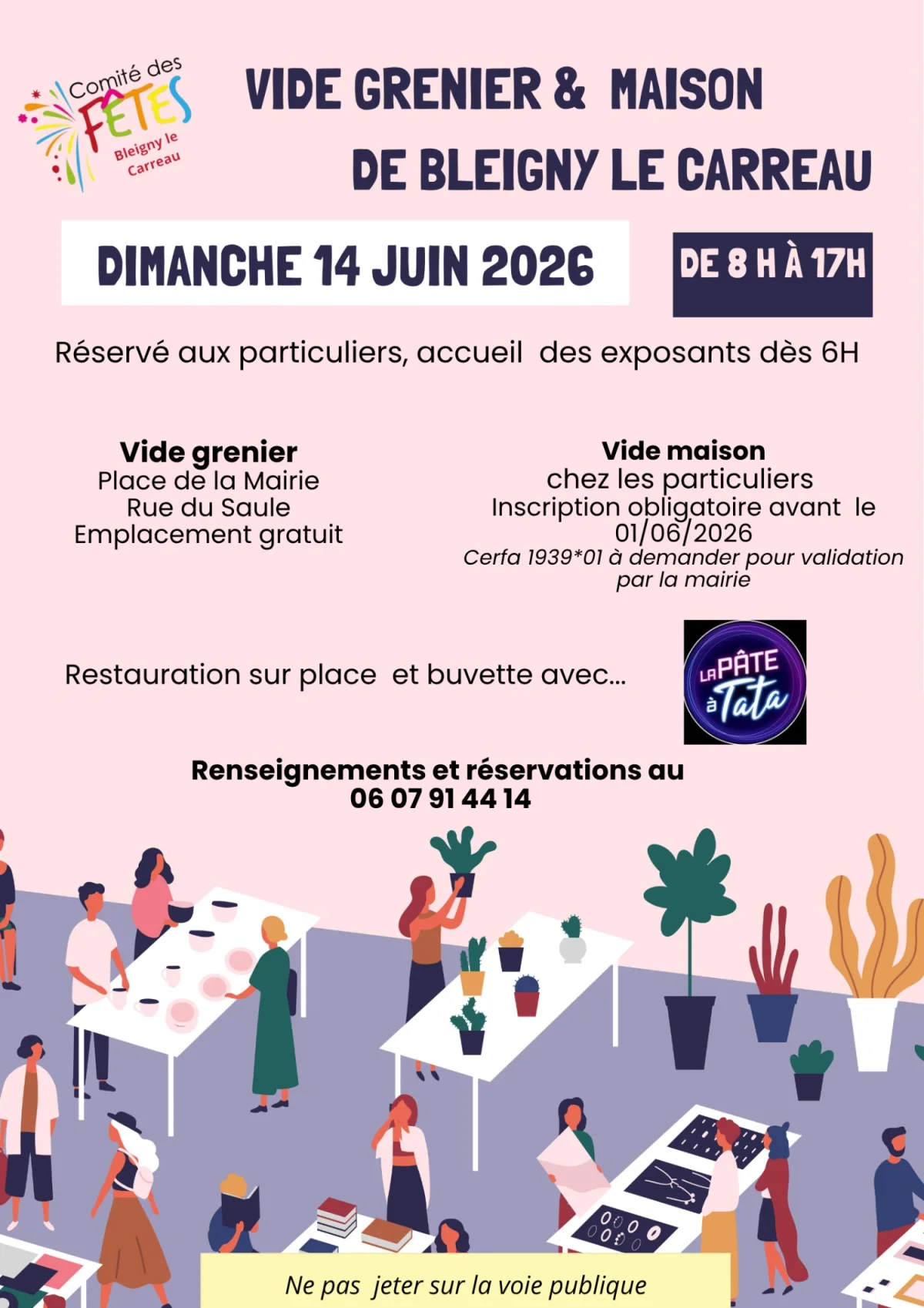 Vide grenier / vide maison – Bleigny-le-Carreau (Village) (affiche de l’événement)
