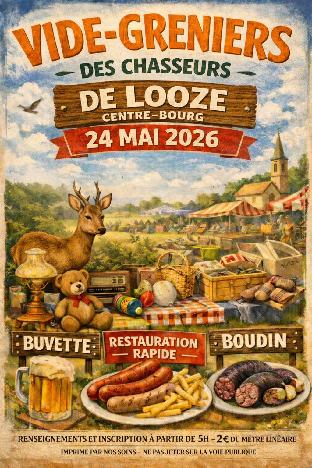 Vide-greniers des chasseurs de Looze – Looze (Centre-bourg) (affiche de l’événement)