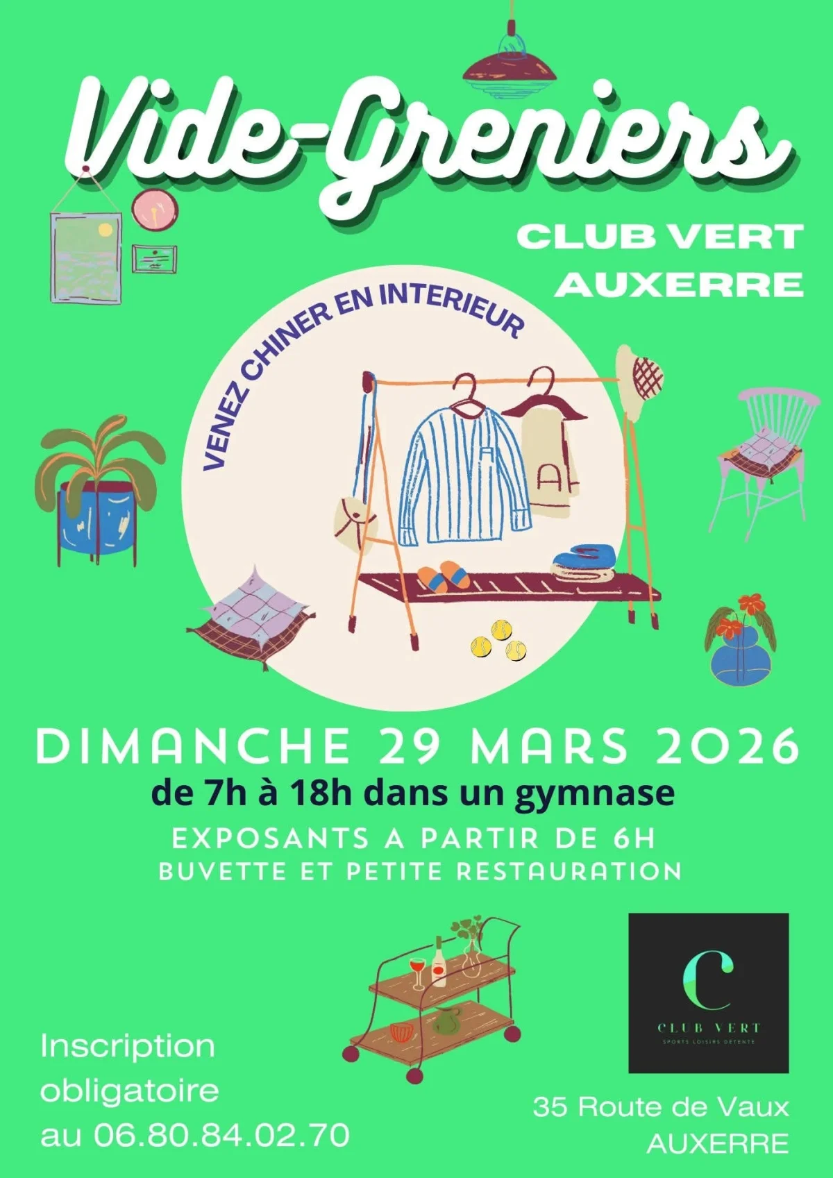 Vide greniers du Club Vert – Auxerre (Gymnase du Club Vert) (affiche de l’événement)