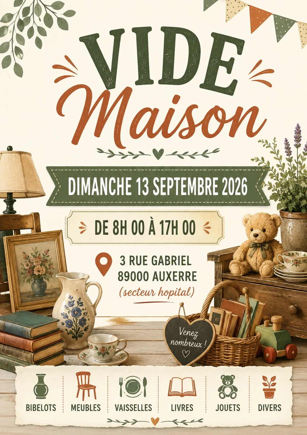 Vide Maison – Auxerre (3 rue Gabriel / secteur au dessus de l'hôpital) (affiche de l’événement)