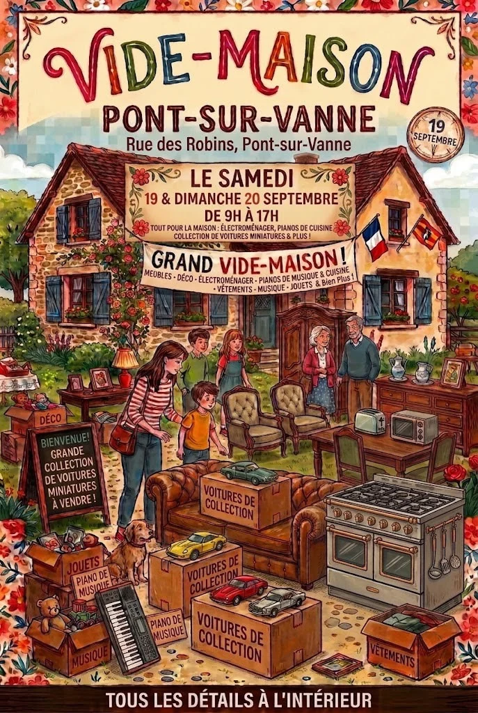 Vide-maison avant déménagement – Pont sur Vanne (Rue des Robins - Suivre fléchage) (affiche de l’événement)