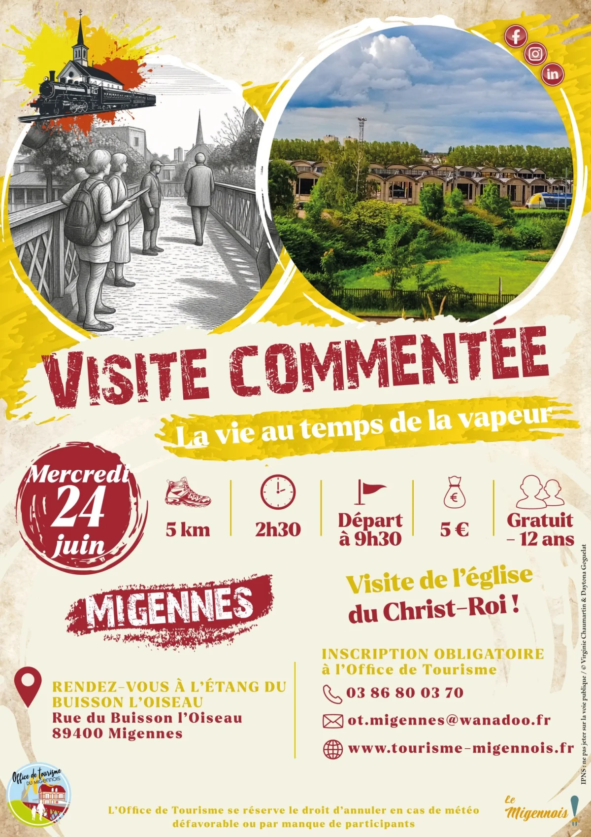 Visite commentée - La vie au temps de la vapeur – Migennes (Étang du Buisson l'Oiseau) (affiche de l’événement)