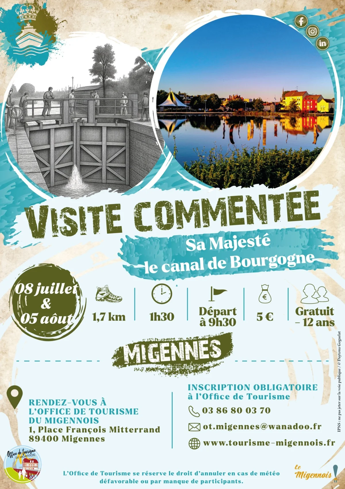Visite commentée - Sa Majesté le canal de Bourgogne – Migennes (Canal de Bourgogne) (affiche de l’événement)