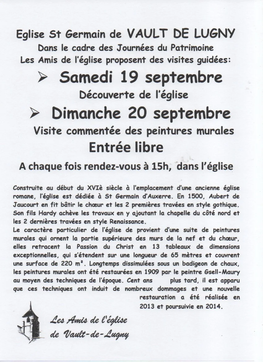 Visites guidées de l'église de Vault de Lugny – Vault-de-Lugny (Eglise de Vault de Lugny) (affiche de l’événement)