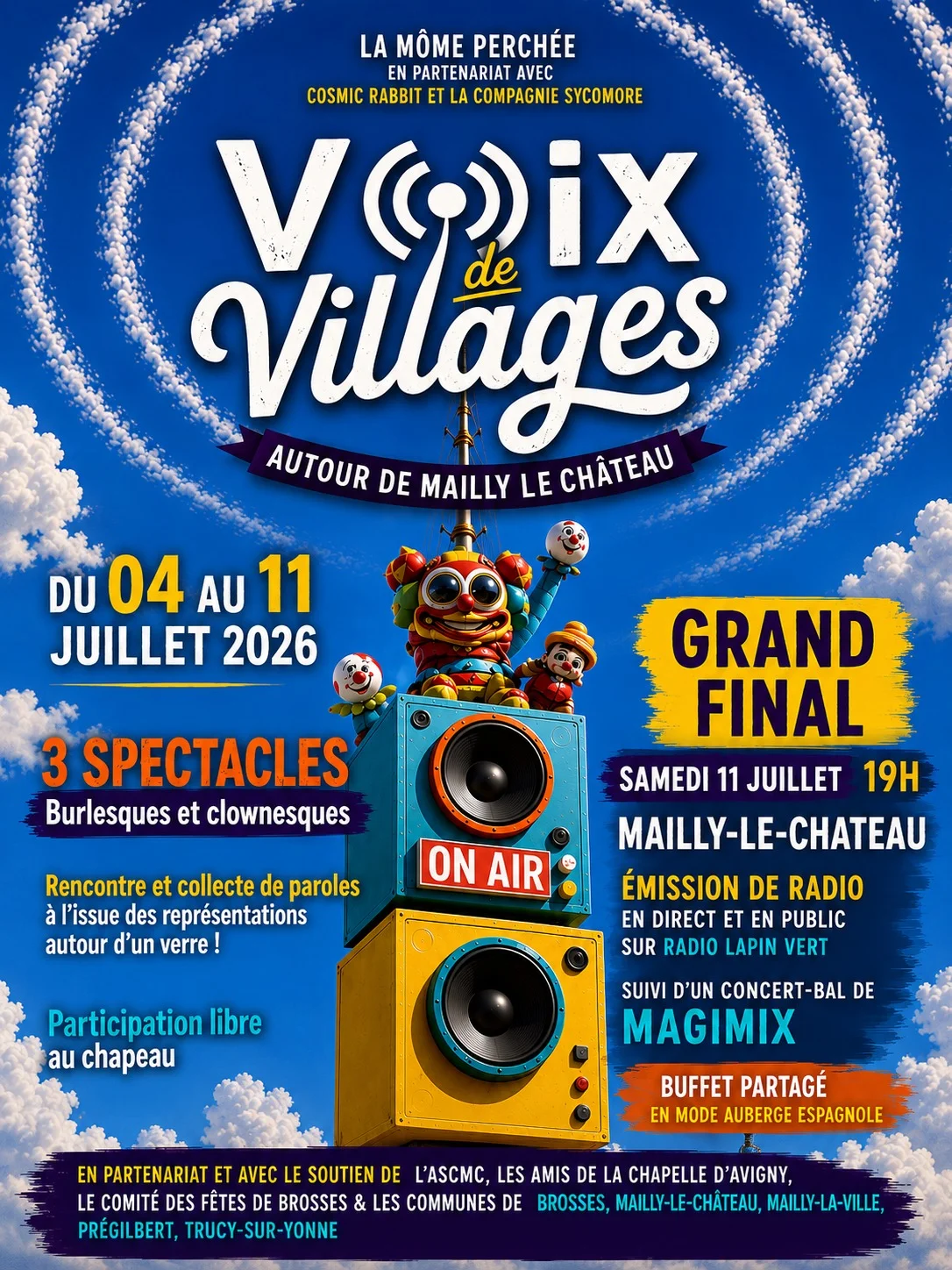 Voix de villages - Soirée finale - Emission de radio et grand bal festif ! – Mailly-le-Château (La terrasse) (affiche de l’événement)