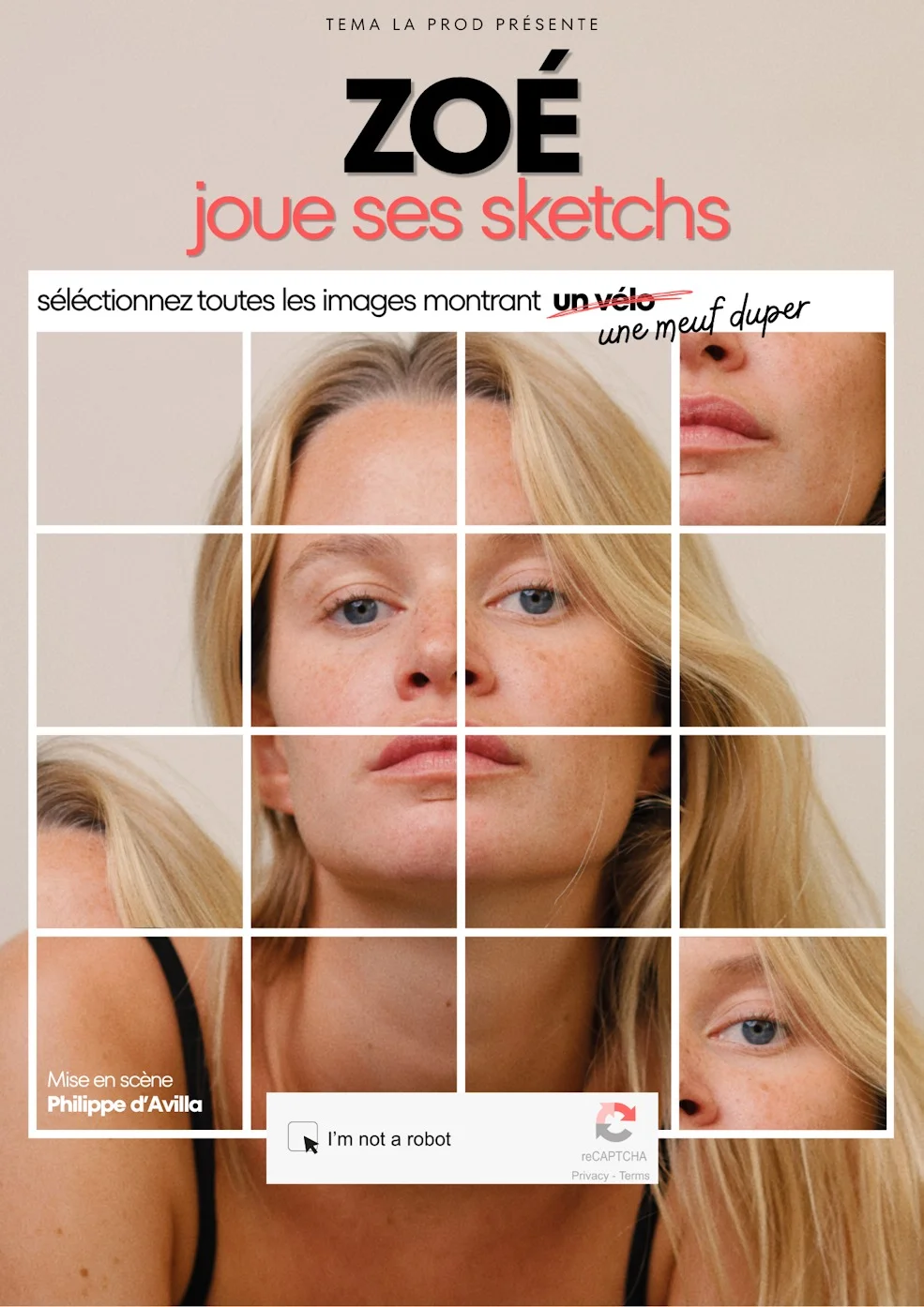 Zoé joue ses sketchs / Zoé – Auxerre (Théâtre La scène des quais) (affiche de l’événement)