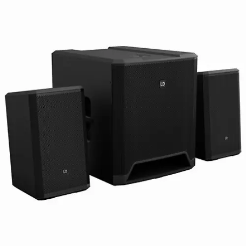 2 sono LD DAVE 15 G4X+ kits housses LD avec plateaux roulettes+stands — visuel